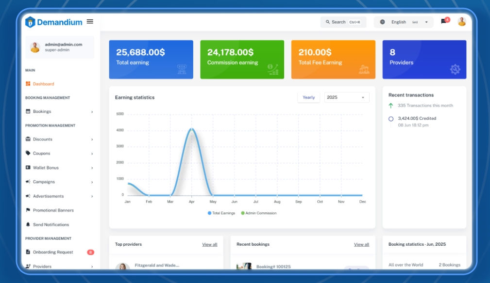 Handyman App Dashboard